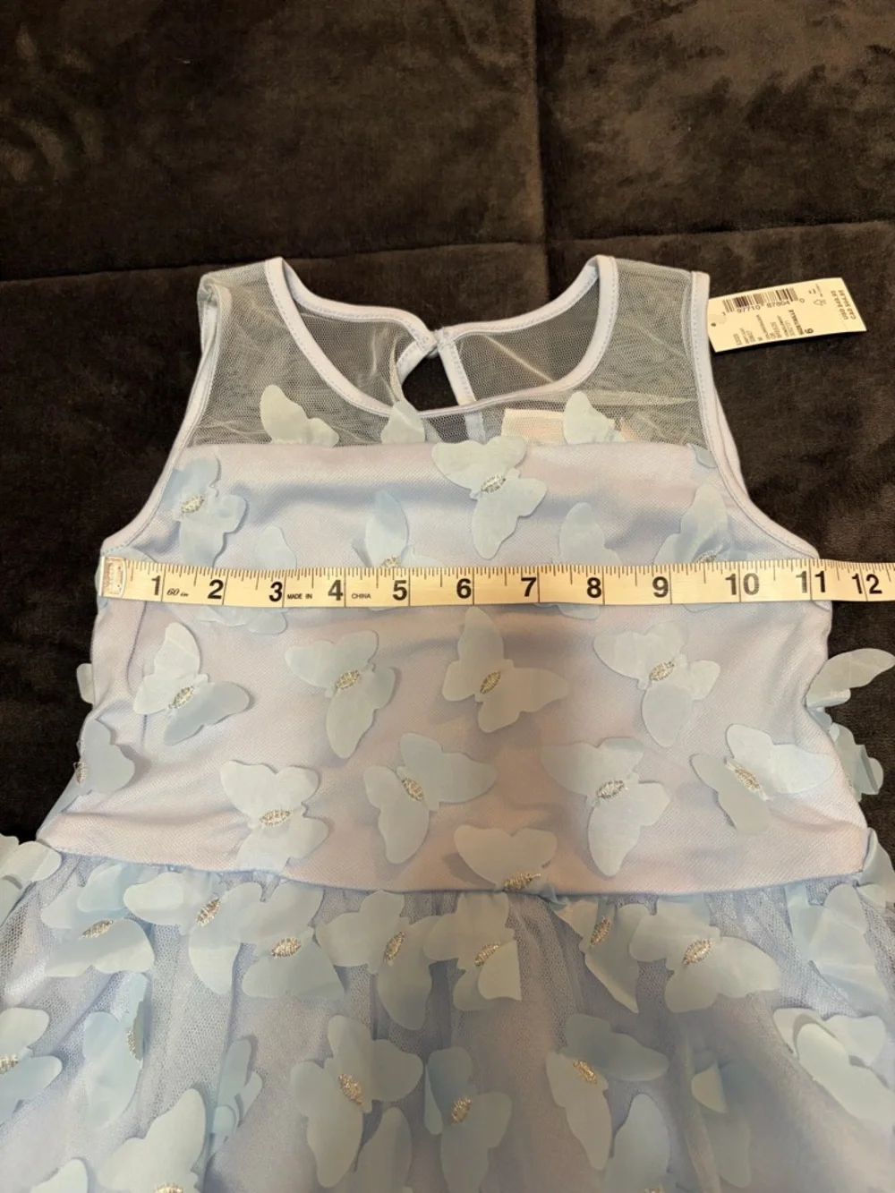 The Children's Place girls 6 Pale Blue Butterfly Mesh Party Dress